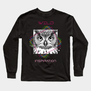 Owl Bird Wild Nature Animal Illustration Art Drawing Long Sleeve T-Shirt